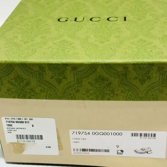 Gucci Horsebit Chunky Loafers Lug Sole Black Leather Shoes G 9/ US 9.5 NIB $990 - Picture 10 of 13